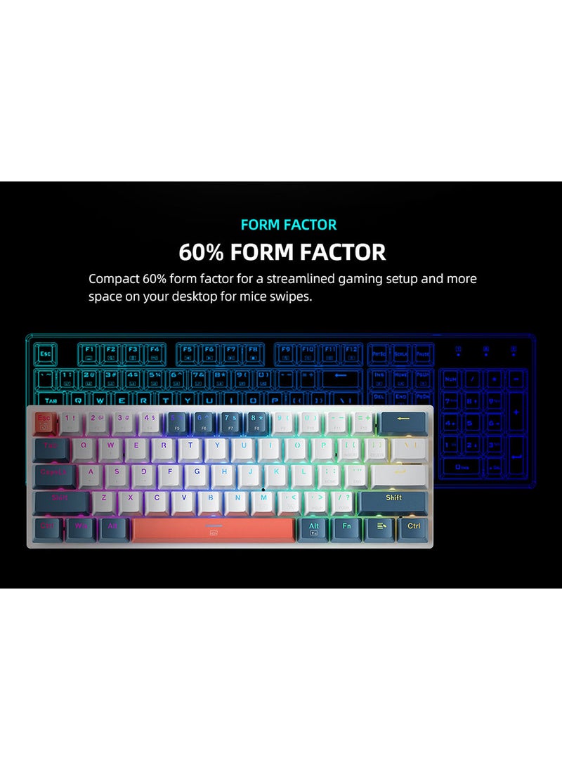 MACHENIKE - 61 Keys Wired Gaming Keyboard Mini Mechanical Keyboard Hot-Swappable With Red Switch RGB Backlit - Image 1