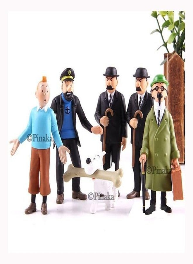PINAKA The Adventures of Tintin 6 Pieces 3 Inch Figurines Tin Tin Snowy Captain Handdock Dr Calculus Thomson Brothers Statue Figure - Image 3