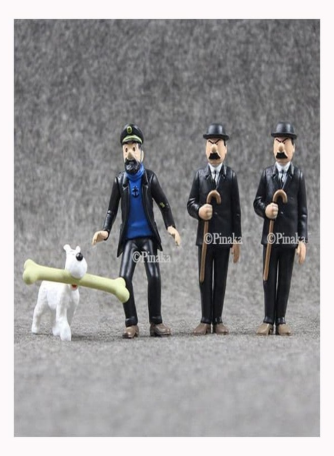 PINAKA The Adventures of Tintin 6 Pieces 3 Inch Figurines Tin Tin Snowy Captain Handdock Dr Calculus Thomson Brothers Statue Figure - Image 4