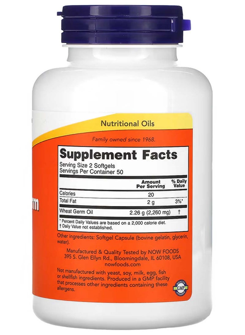 now Wheat Germ Oil, 1,130 mg, 100 Softgels - Image 2