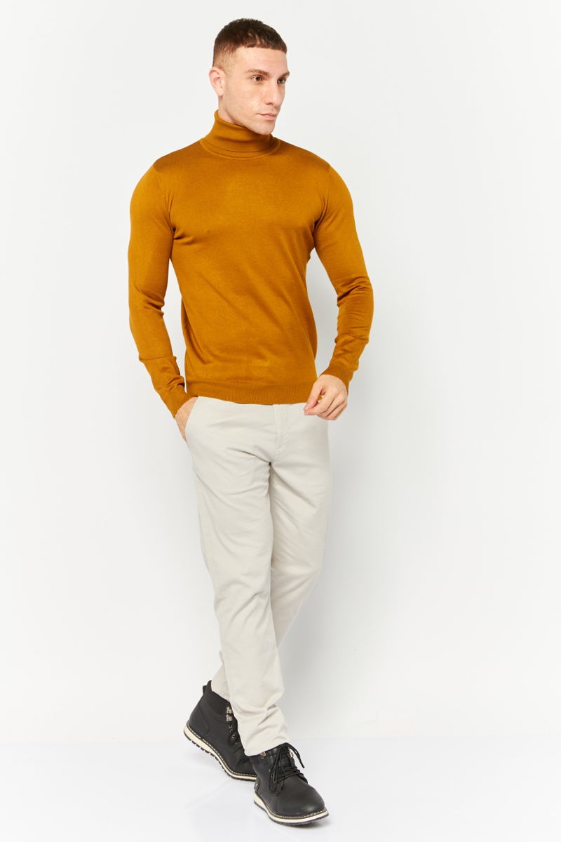 Sorbino Men Mock Neck Long Sleeves Heather Sweatshirt, Brown - Image 2