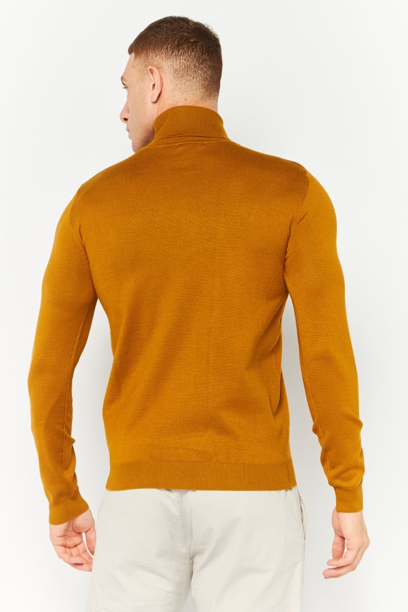 Sorbino Men Mock Neck Long Sleeves Heather Sweatshirt, Brown - Image 4