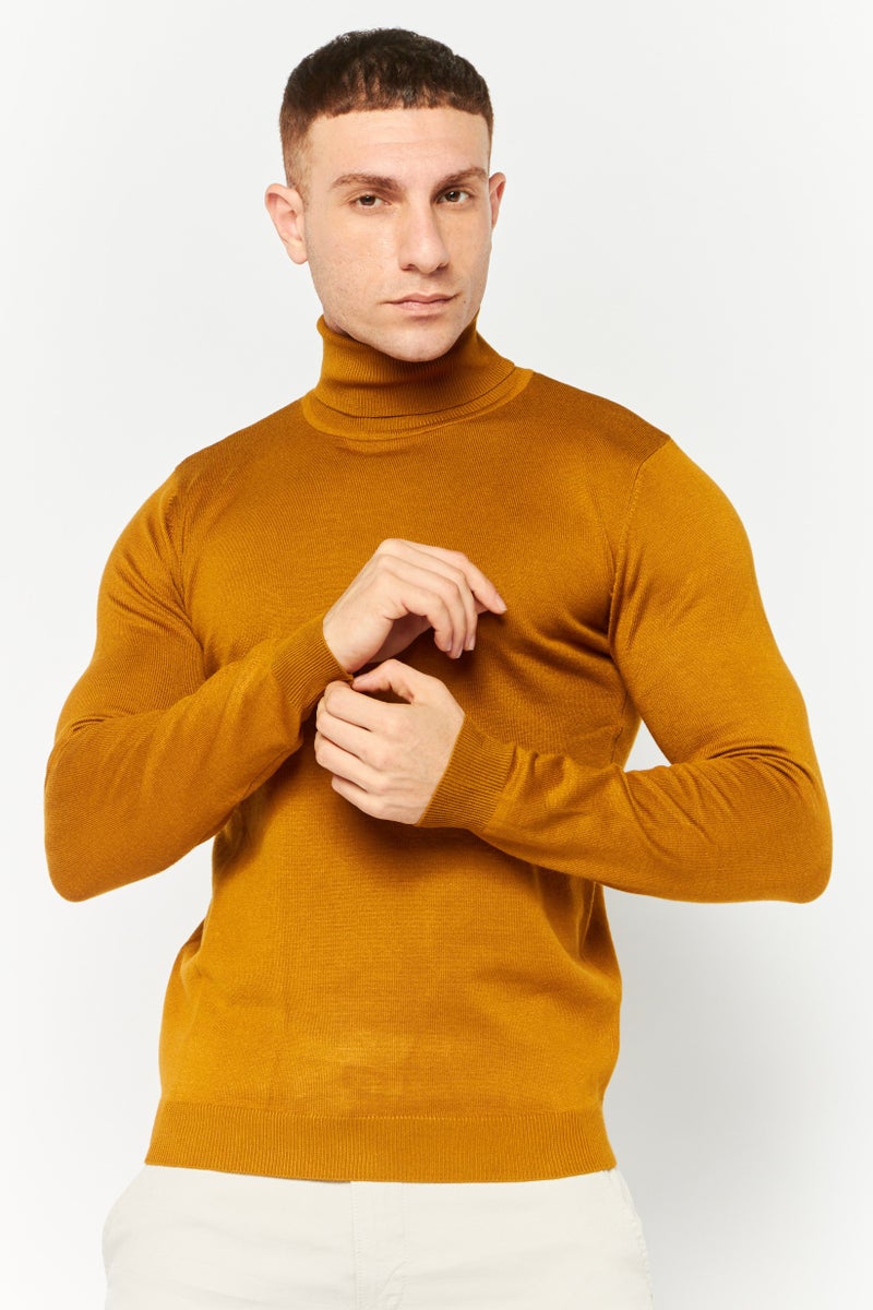 Sorbino Men Mock Neck Long Sleeves Heather Sweatshirt, Brown - Image 1
