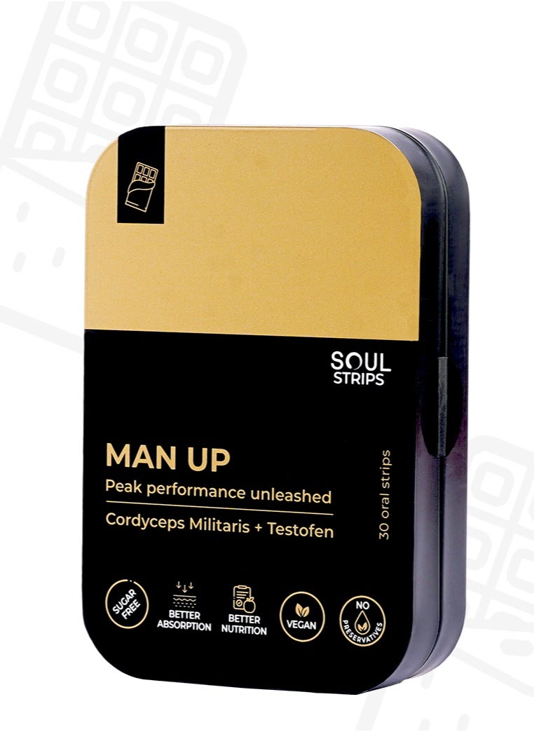 SOUL STRIPS - Man Up Peak Performance unleashed oral strips Dark Chocolate Flavor 30's pack - Image 1