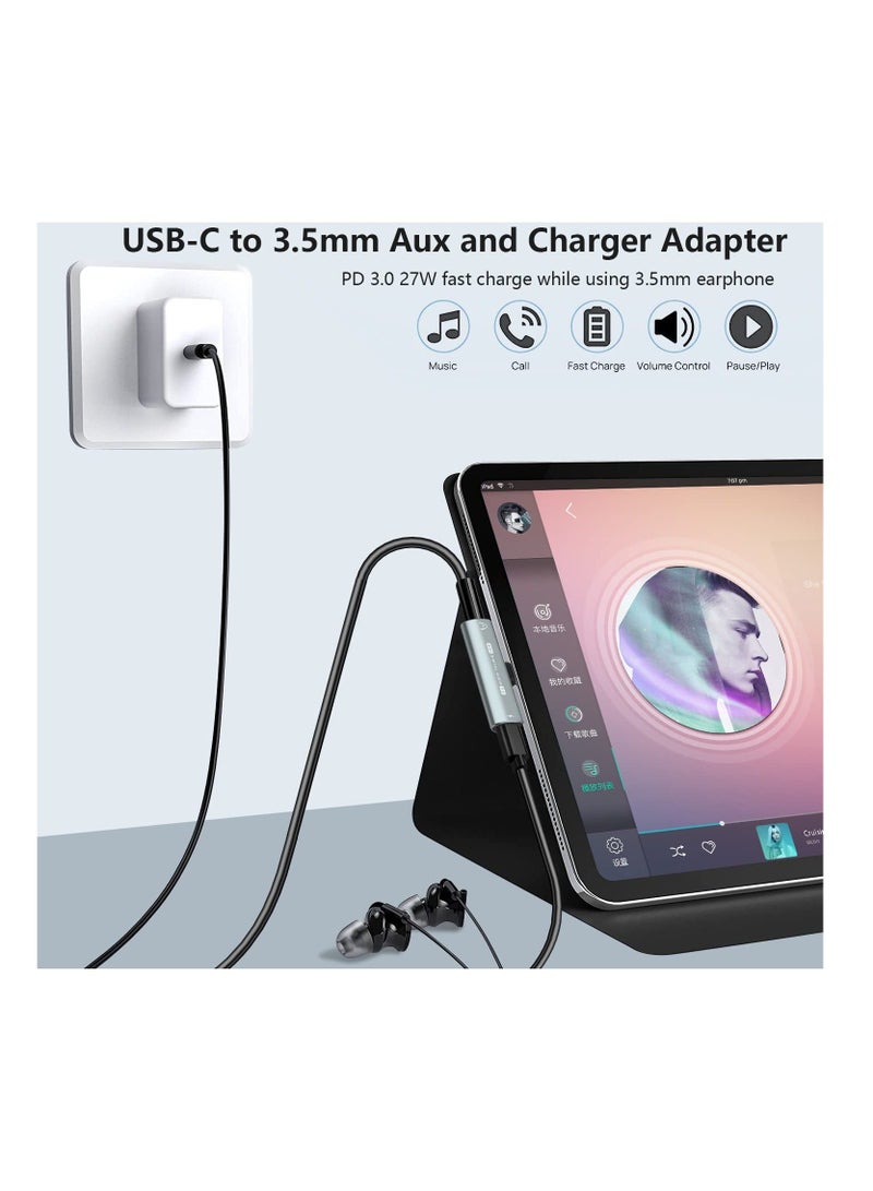 Anmi USB C to 3.5mm Audio Headphone Adapter and Charger, 2 in 1 USB C Headphone Jack HiFi DAC with 27W Fast Charging Dongle Adapter Compatible with Galaxy S23 Ultra/S22+/A53/Note 20, Pixel 7/7Pro/6/6Pro/5 - Image 3