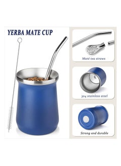 Yerba Mate Cup Stainless Steel Mate Cup And Bombilla Set 8oz Yerba Mate Gourd Double Walled Tea Cup With Straw Blue Include Cleaning Brush - pzsku/Z27F34A541B31613748CFZ/45/_/1718623440/45d31b2c-42c9-4147-8c6a-1979d2b97251