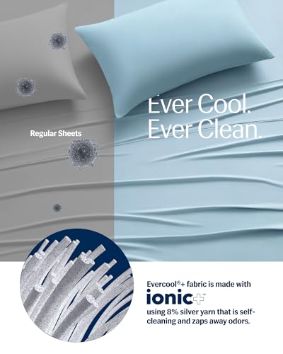 REST® Evercool®+ Starter Sheet Set, King, Light Blue, Breathable Bed Sheets for Hot Sleeper and Night Sweats, with Pillowcases, Ionic+ Self-Cleaning Silver Yarn for Sensitive Skin, 3PCS No Flat Sheet - Image 3