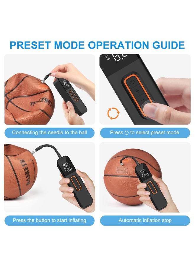 BAMCOO Ball Pump for Sports Balls, Portable Electric Ball Pump with 2 Needles &1 Air Nozzle, Digital Display Pressure Gauge, Fast Inflation, Sports Air Pump for Basketball Soccer Football Volleyball - Image 5