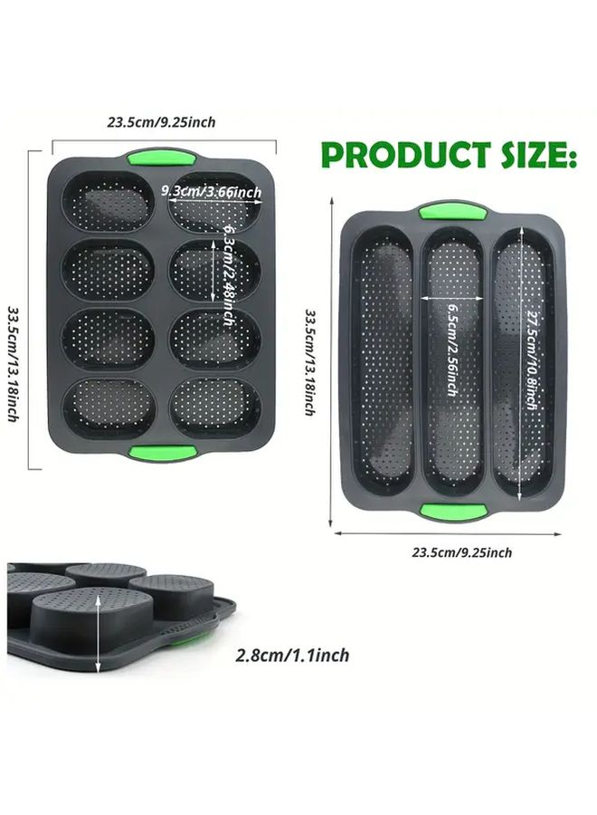 2 Piece Silicone Baking Mold Set French Bread Hamburger Bun Pan Non Stick Flexible Cookie Sheets For Baguette Sandwich Toast Easy Release Beginner Friendly Bread Making Durable Kitchen Baking Tools - Image 3