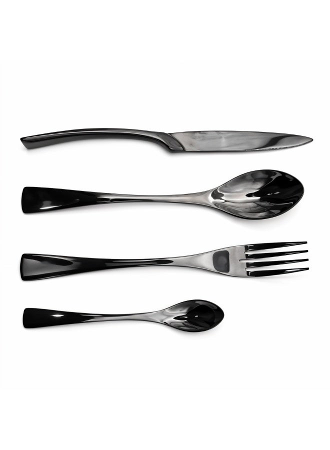 BERAM Midnight Marvel Cutlery Set 4 Pcs Stainless Steel Flatware Set Kitchen Utensils Set Tableware Set For Home Restaurants Hotels -  Black with Marble Polish Finish - Image 1