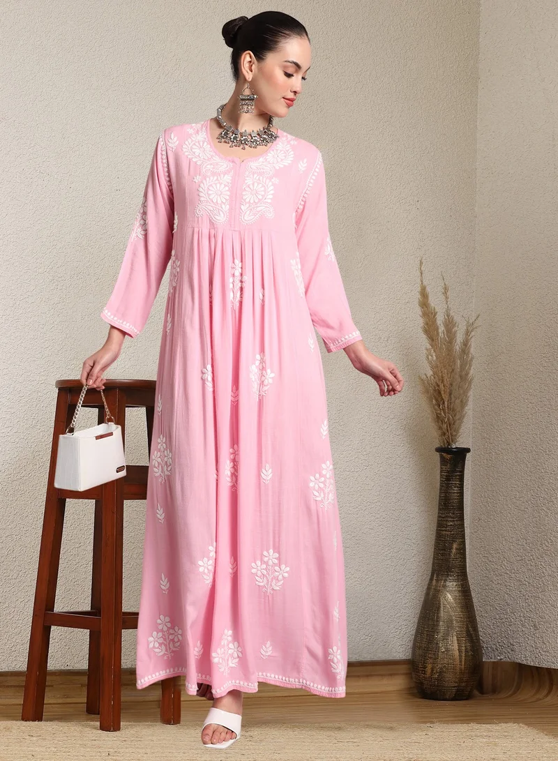 الايا جلابية رايون شيكانكاري مطرزة يدوياً-AL4012