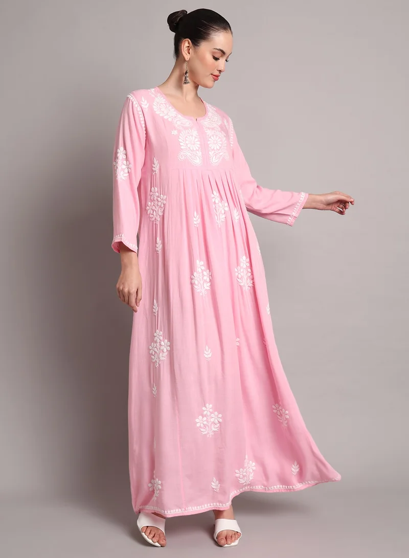الايا جلابية رايون شيكانكاري مطرزة يدوياً-AL4012