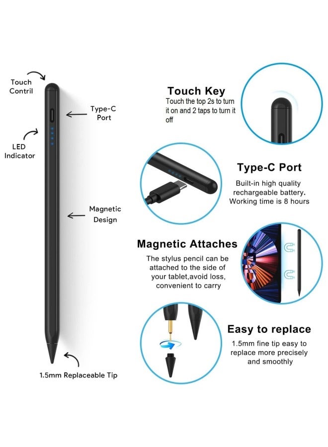 Universal Active Stylus Pen Compatible with Huawei/Honor/Samsung/Lenovo/Xiaomi and Other Android Smartphone and Tablet Devices Tablet Pen, Black - Image 3