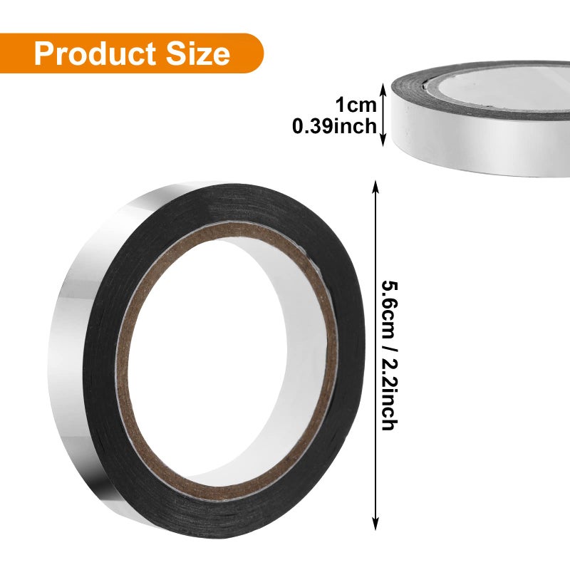 Grevosea 4 Rolls Metallic Mirror Tape, 65Ft DIY Graphic Art Tape Self-Adhesive Metalized Polyester Film Decor Tape for Wall Wardrobe Bathroom Decoration Gift Wrapping (Silver) - Image 2