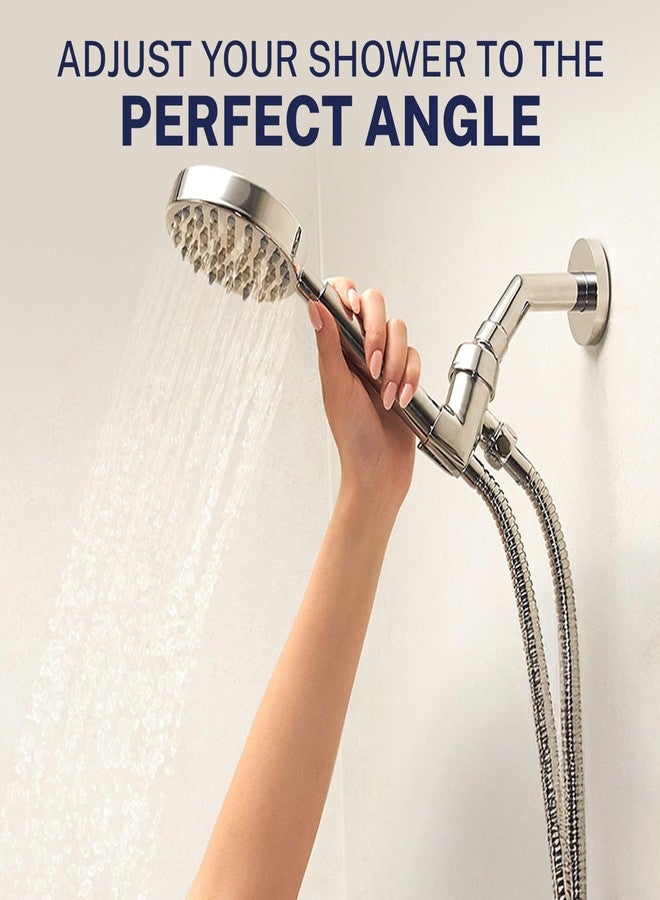 HammerHead Showers حامل رأس دش يدوي معدني صلب من HammerHead Showers® - كروم - حامل عصا دش قابل للتعديل مع دعامة تثبيت جدارية وكرة محورية - حامل رأس دش يدوي - حامل خرطوم دش - Image 4