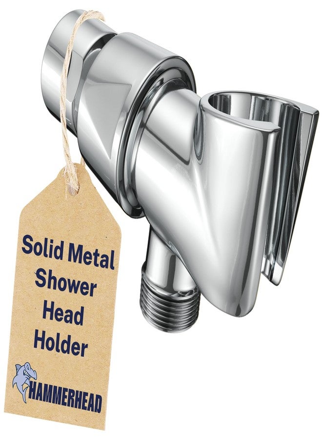 HammerHead Showers حامل رأس دش يدوي معدني صلب من HammerHead Showers® - كروم - حامل عصا دش قابل للتعديل مع دعامة تثبيت جدارية وكرة محورية - حامل رأس دش يدوي - حامل خرطوم دش - Image 1