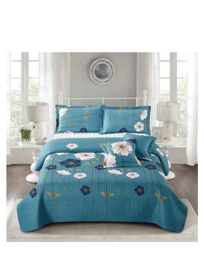 PROMASS 6 Piece Printed Compressed Comforter/Quilt/Bedspread Set King Size ( Comforter + Fitted Sheet + 2 Small Pillow Cases + 2 Large Pillow Cases) Cloud Burst