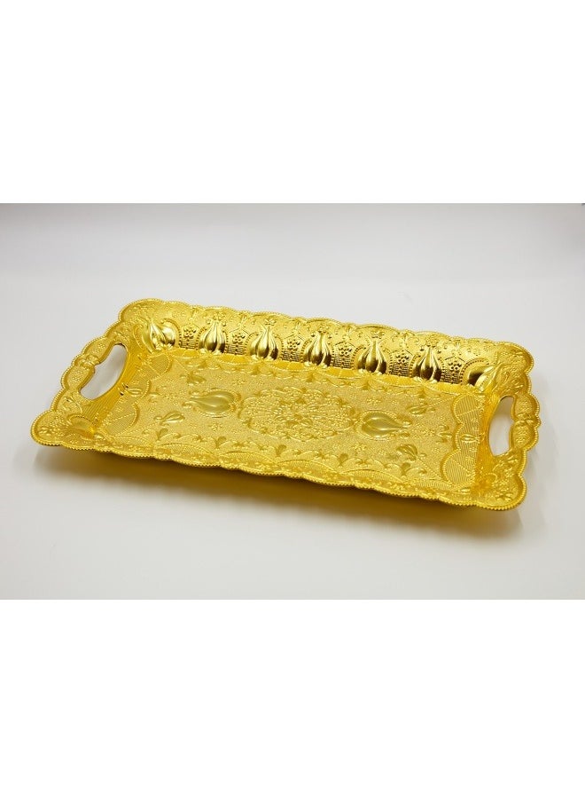 SHABILI - Serving Tray with Handles ,Rectangular Large Serving Platters Gold Plates for Dinner, Party, Entertaining（Plastic） - Image 1