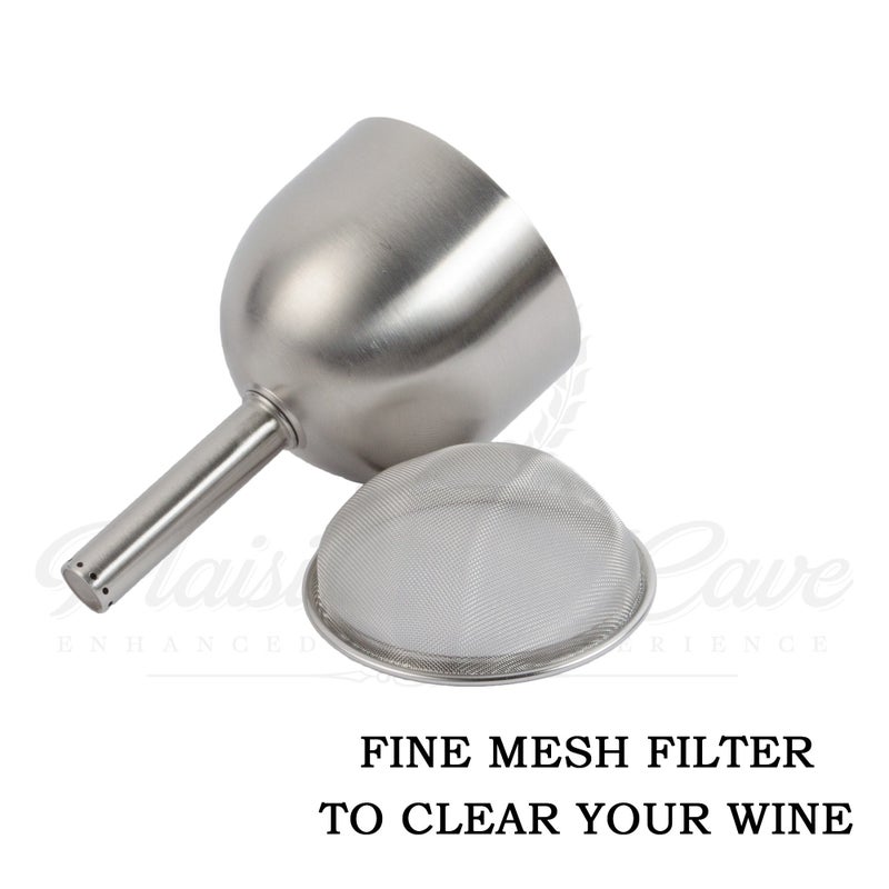 Plaisir de la Cave 3in1 Steel Funnel with Strainer (Wine Shower + Aerator + Filter + Storage Stand) - Improves Wine & Clears Residues - Image 3