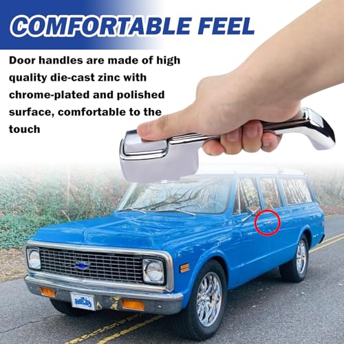 GEATaaT Pair of Outside Chrome Door Handles Fit for 1967-1972 Chevrolet C10 C20 C30 K20 K30 Pickup Suburban GMC C15 C25 C35 K15 K25 Pickup Replace# 3927895 3927899 - Image 5