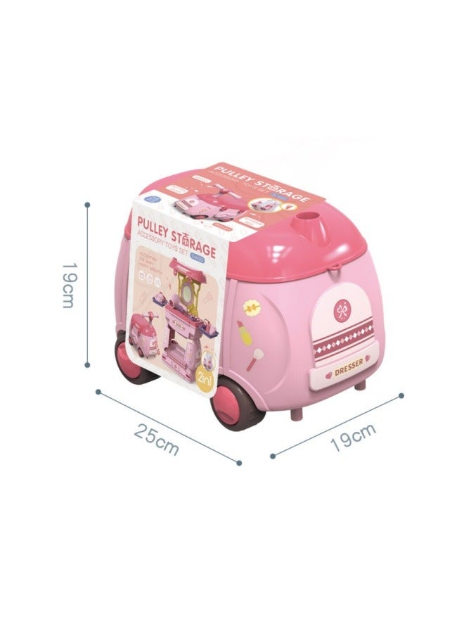 بايبي مجموعة أدوات مائدة تخزين سيارة كرتونية للعب 2 في 1 محاكاة تشوه أدوات مائدة المطبخ عربة تخزين لعبة - Image 4