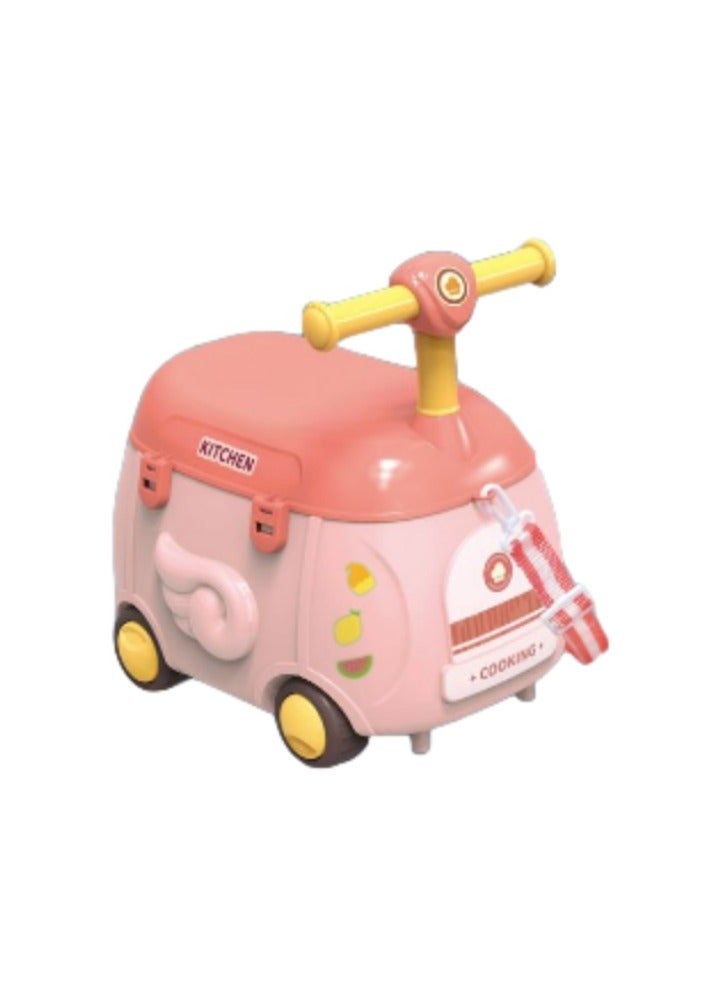بايبي مجموعة أدوات مائدة تخزين سيارة كرتونية للعب 2 في 1 محاكاة تشوه أدوات مائدة المطبخ عربة تخزين لعبة - Image 3