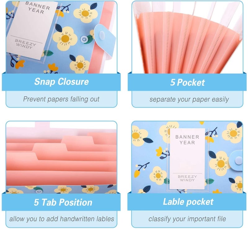 Wynhard File Folders for Documents A4 Cute Expanding File Folder Paper Documents File Folder Document Organizer File Accordion File Folders Certificate File Holder Office File Folder Organiser School - Image 2