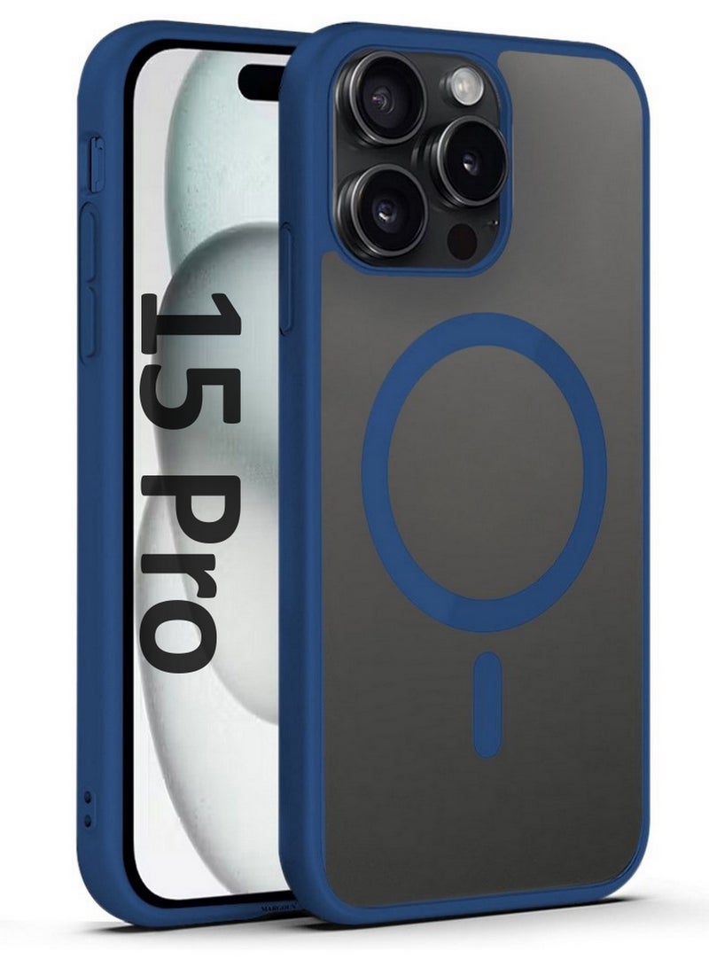 CATANES Magnetic Slim Protective Case for iPhone 15 Pro - with Wireless Charging Support - Blue - Image 1