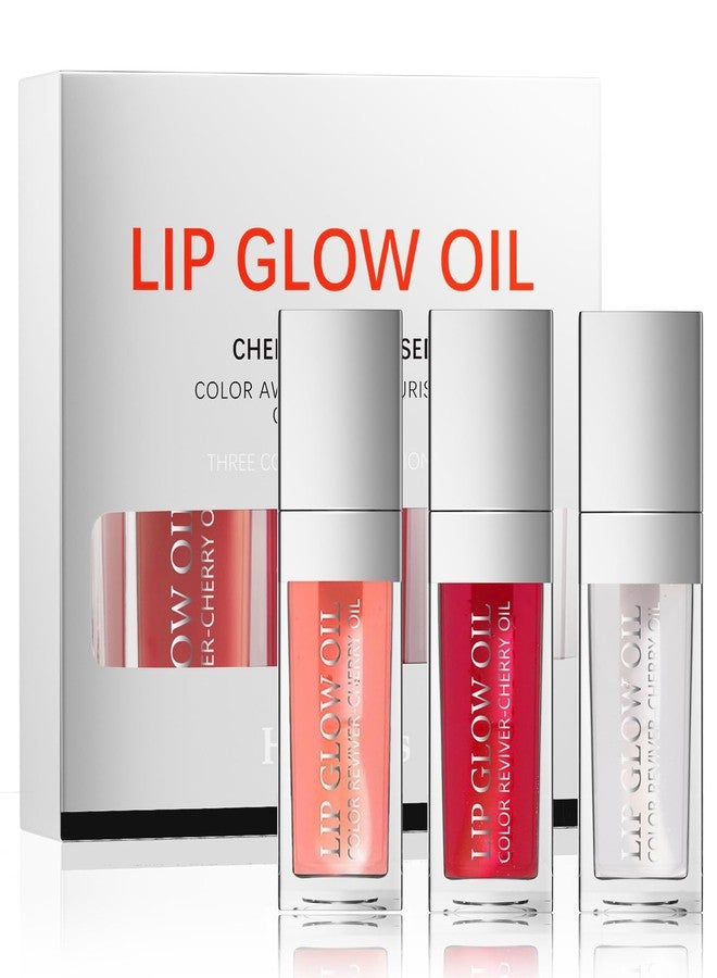 Loobexery 3 Color Plumping Lip Oil, 3-IN-1 Hydrating Lip Gloss Tinted Lip Balm Transparent Toot Lip Oil, Big Brush Head Glitter Shine Long Lasting Moisturizing Lip Glow Oil Nourishing Non-sticky (A#) - Image 1