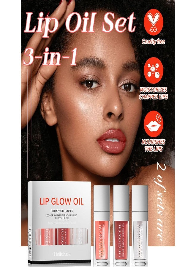 Loobexery 3 Color Plumping Lip Oil, 3-IN-1 Hydrating Lip Gloss Tinted Lip Balm Transparent Toot Lip Oil, Big Brush Head Glitter Shine Long Lasting Moisturizing Lip Glow Oil Nourishing Non-sticky (A#) - Image 2