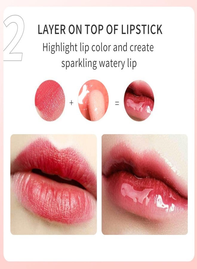 Loobexery 3 Color Plumping Lip Oil, 3-IN-1 Hydrating Lip Gloss Tinted Lip Balm Transparent Toot Lip Oil, Big Brush Head Glitter Shine Long Lasting Moisturizing Lip Glow Oil Nourishing Non-sticky (A#) - Image 5