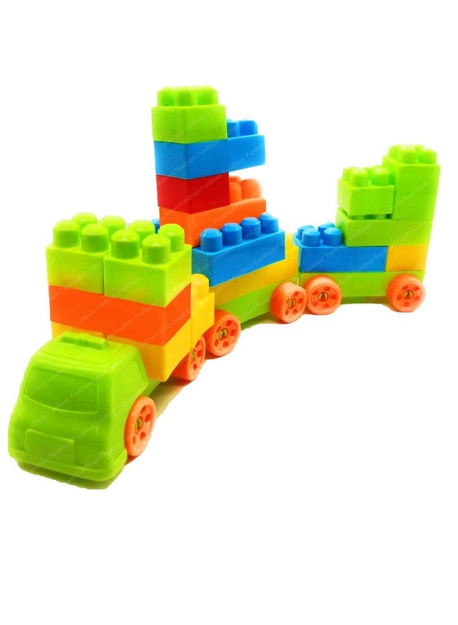 FunBlast FunBlast Building Blocks for Kids with Wheel, Bag Packing, Best Toy for Kids/Boys/Children, Block Game (Multicolor, 34 Pcs and 16 Wheels) - 50 Pieces  - Image 1