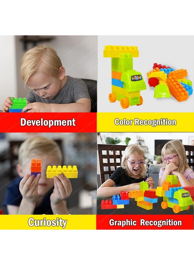 FunBlast FunBlast Building Blocks for Kids with Wheel, Bag Packing, Best Toy for Kids/Boys/Children, Block Game (Multicolor, 34 Pcs and 16 Wheels) - 50 Pieces  - Image 3