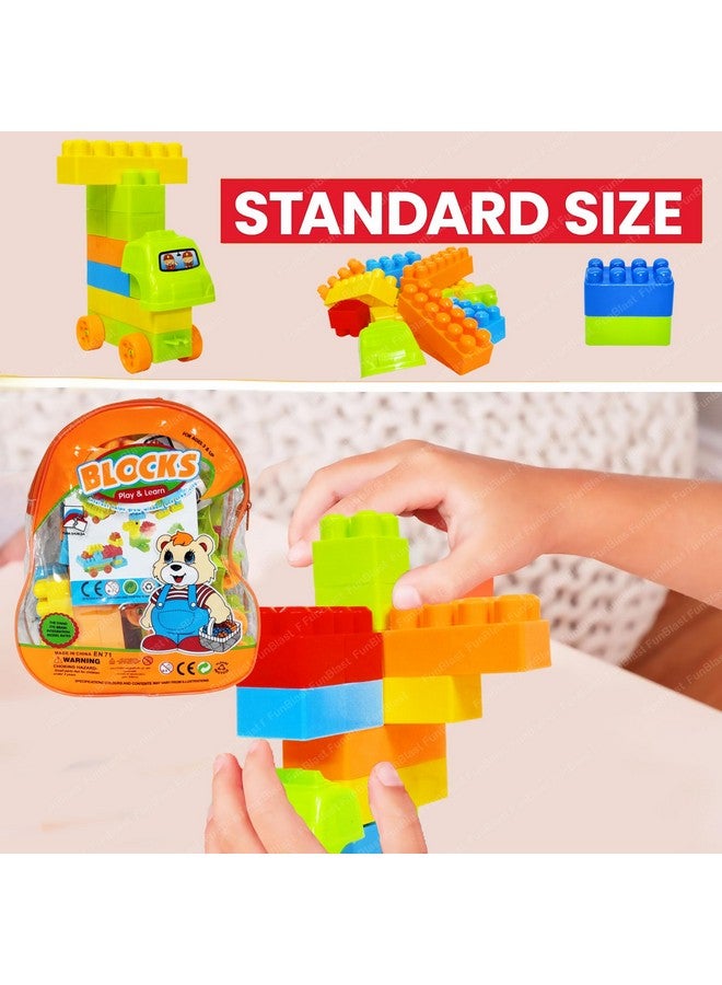 FunBlast FunBlast Building Blocks for Kids with Wheel, Bag Packing, Best Toy for Kids/Boys/Children, Block Game (Multicolor, 34 Pcs and 16 Wheels) - 50 Pieces  - Image 5