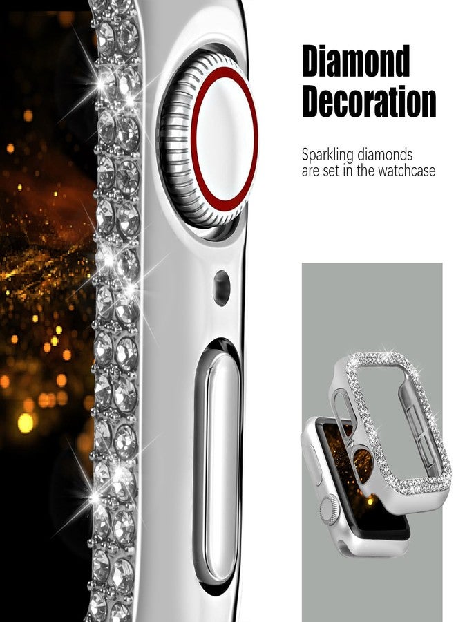 VIQIV Bling Dressy Bracelet with Case Compatible with Apple Watch Bands 38mm 40mm 41mm 42mm 44mm 45mm 49mm for Women Strethy, Stretch Smart Watch Bands for Women, Cute Jewelry Metal Wristband Strap for iWatch Ultra 2/Ultra Series 9/8/7/6/5/4/3/2/1/SE - Image 4