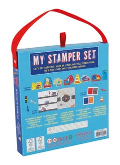 Floss & Rock Floss & Rock Construction Stamper Set - Kids Creative Activity Kit includes Wooden shaped stamper, Ink Pads and Color Booklet  - Image 2