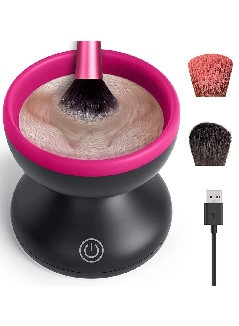 Captaintech Electric Makeup Brush Cleaner Machine, Portable Automatic USB Cosmetic Brush Cleaner Tools, All Size Beauty Makeup Brushes Set (Black) - Image 1