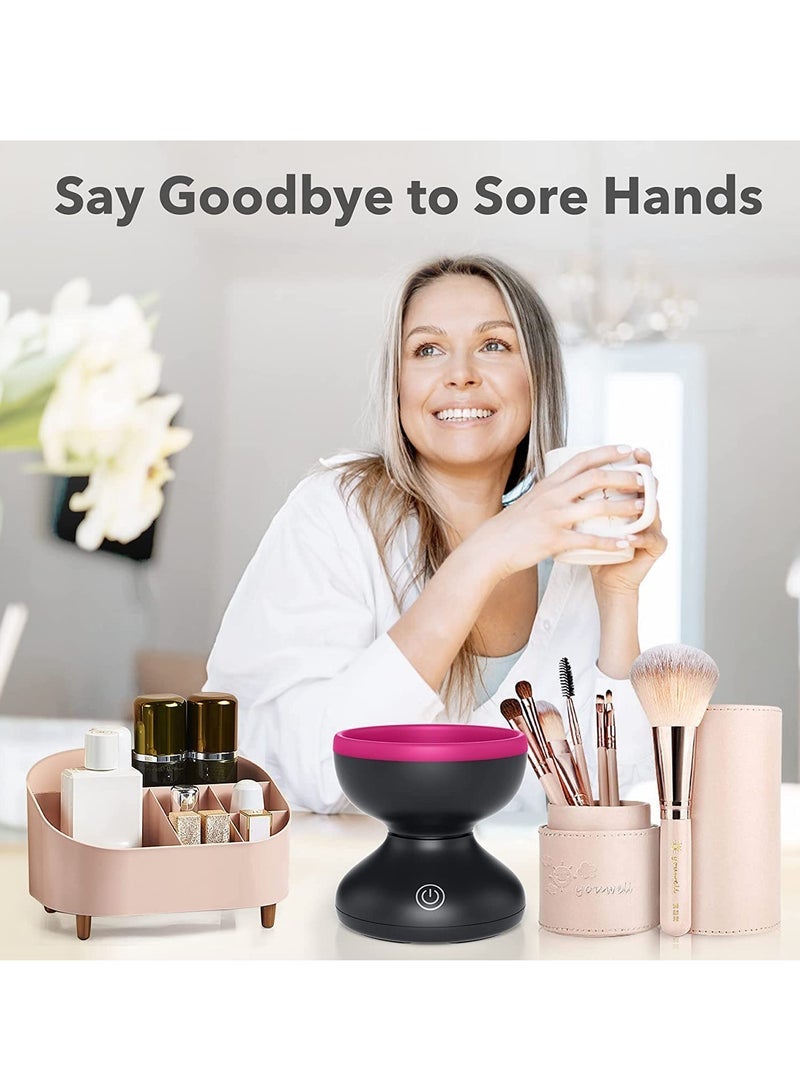 Captaintech Electric Makeup Brush Cleaner Machine, Portable Automatic USB Cosmetic Brush Cleaner Tools, All Size Beauty Makeup Brushes Set (Black) - Image 2