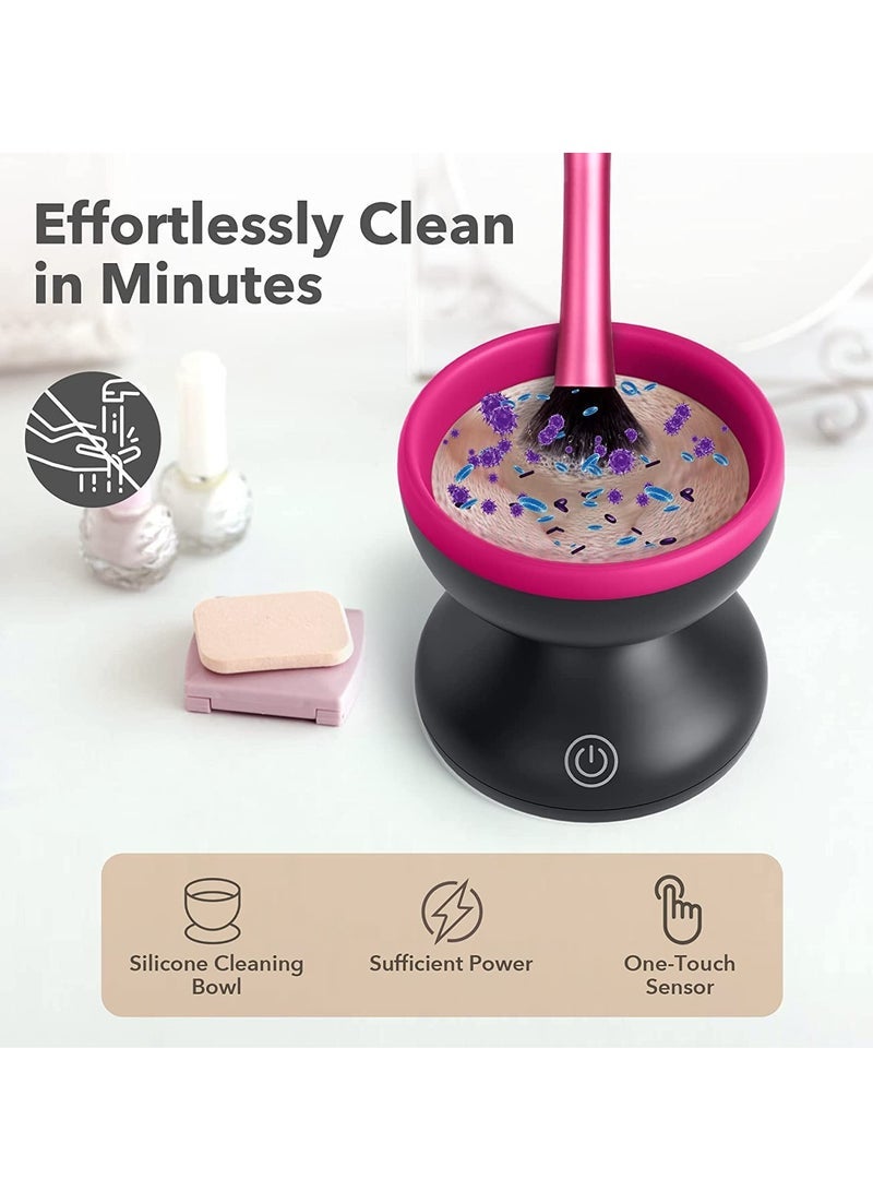 Captaintech Electric Makeup Brush Cleaner Machine, Portable Automatic USB Cosmetic Brush Cleaner Tools, All Size Beauty Makeup Brushes Set (Black) - Image 3