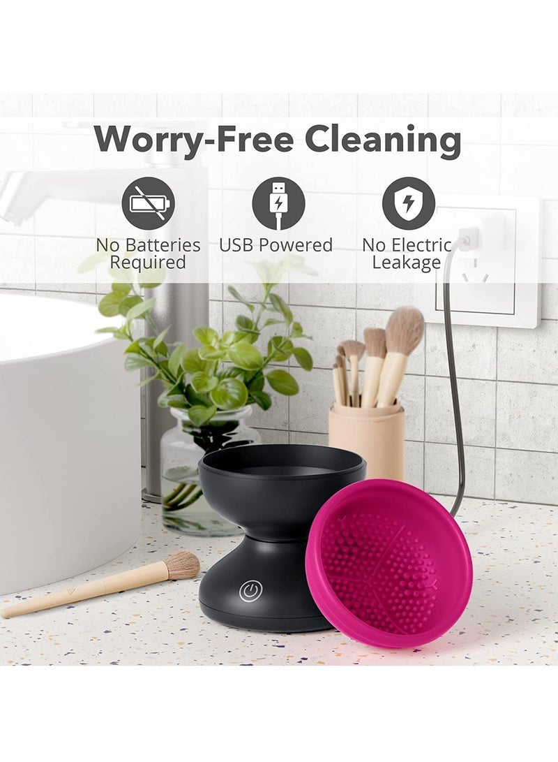 Captaintech Electric Makeup Brush Cleaner Machine, Portable Automatic USB Cosmetic Brush Cleaner Tools, All Size Beauty Makeup Brushes Set (Black) - Image 5