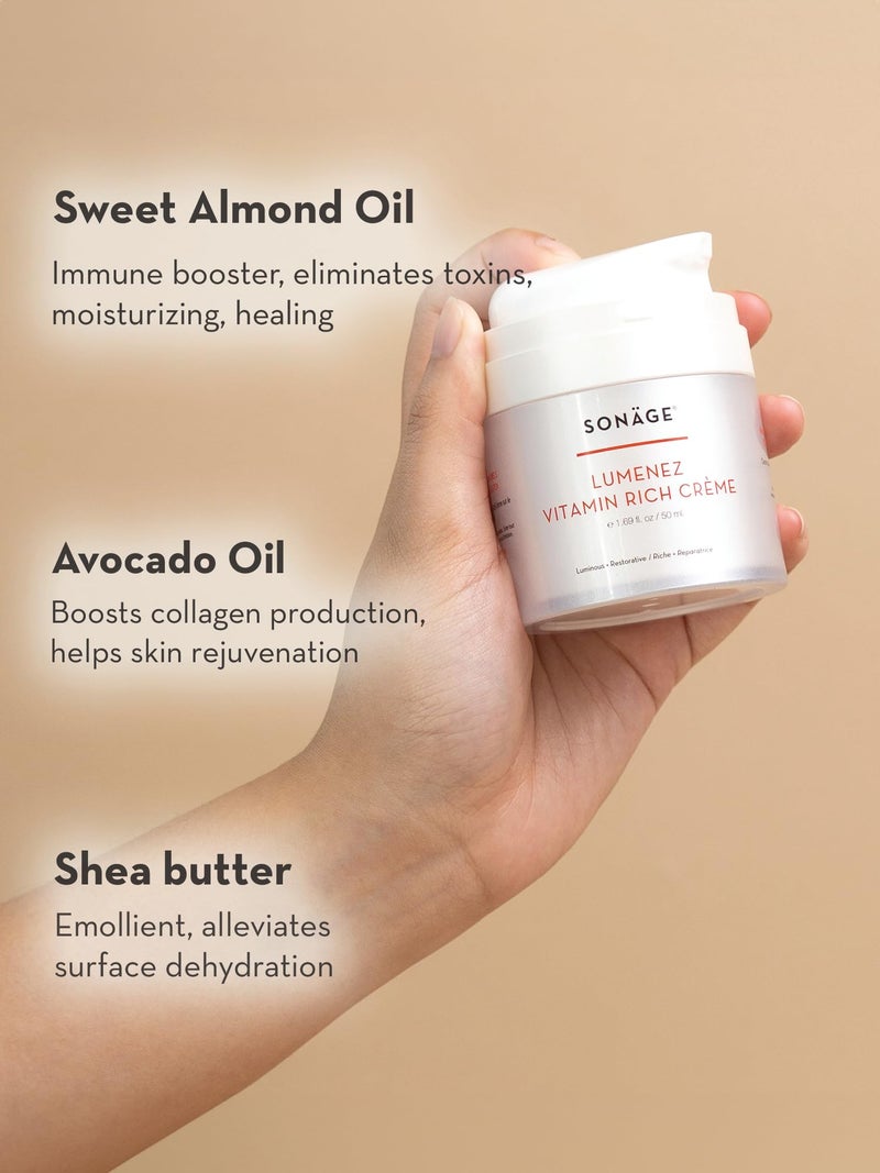 SONAGE Lumenez Vitamin Facial Cream: Daily Restorative Moisturizer with Vitamin C | Hydrating Cream for Dry Skin - Image 3