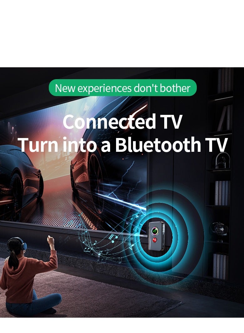 GULFLINK Bluetooth Transmitter Receiver With Microphone, Bluetooth 5.4 Wireless 3.5mm AUX Audio Adapter Low Latency for TV/Home Sound. - Image 4