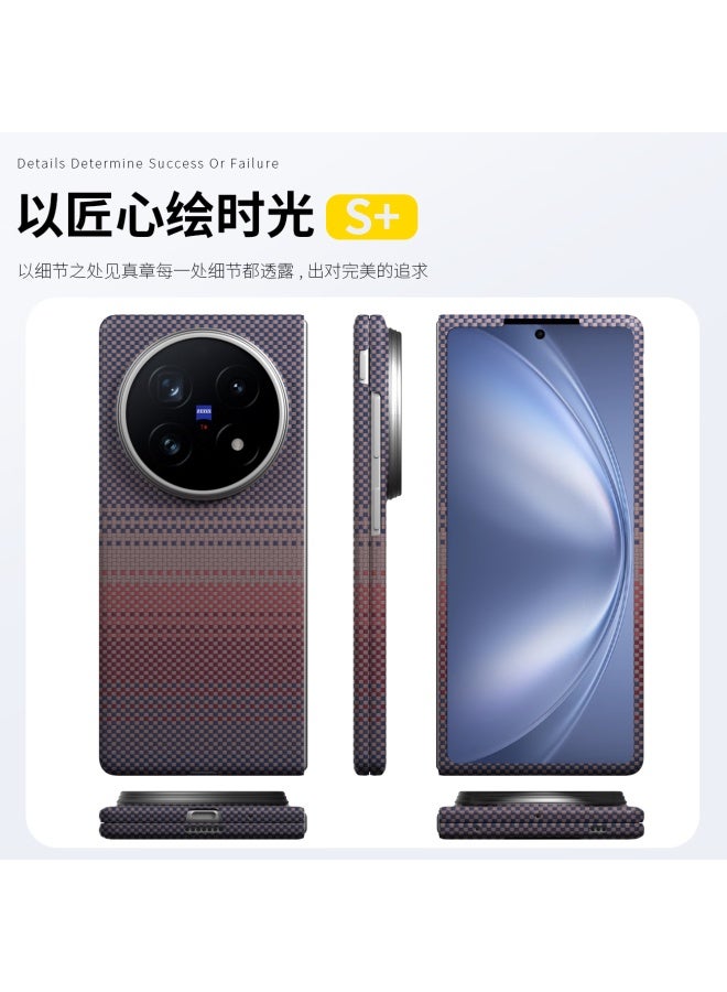 Conga Kevlar Aramid Fiber Full Protection Case For Vivo X Fold 5, Ultra Thin Hard Shell Anti-drop Heat Dissipation Magnetic Metal Ring Phone Case