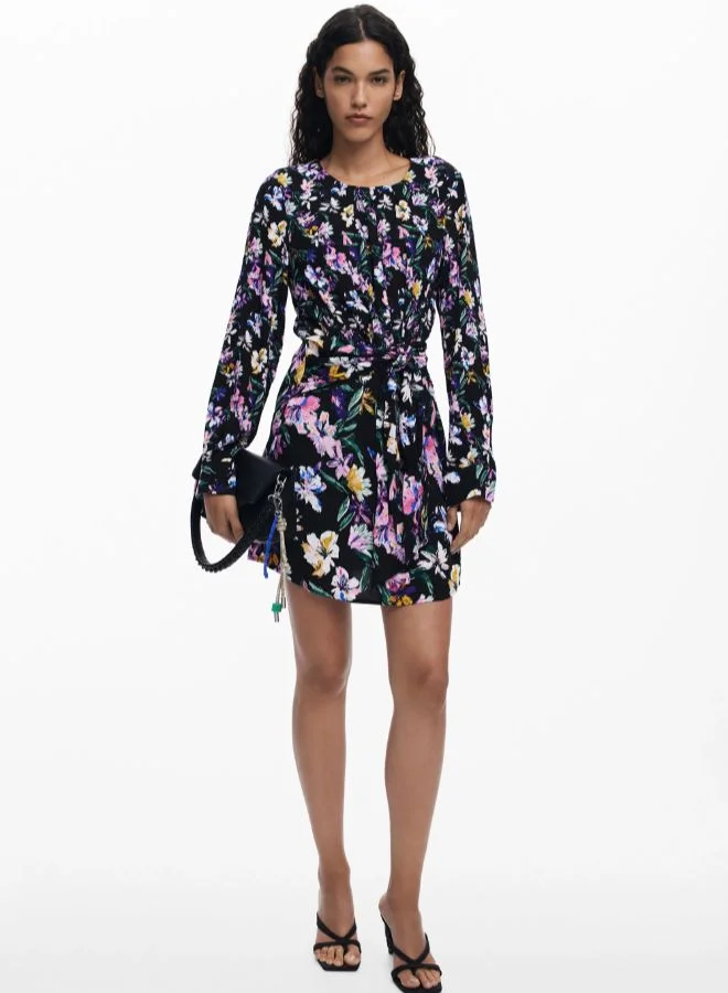 ديسيجوال فستان قصير عقدة الأزهار