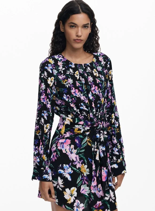 ديسيجوال فستان قصير عقدة الأزهار