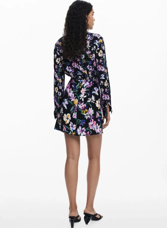 Desigual black floral Floral Knot Short Dress for Women | Best Price UAE