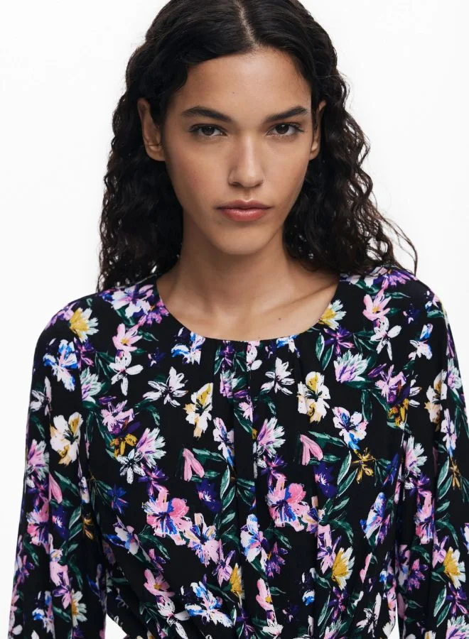 Desigual black floral Floral Knot Short Dress for Women | Best Price UAE