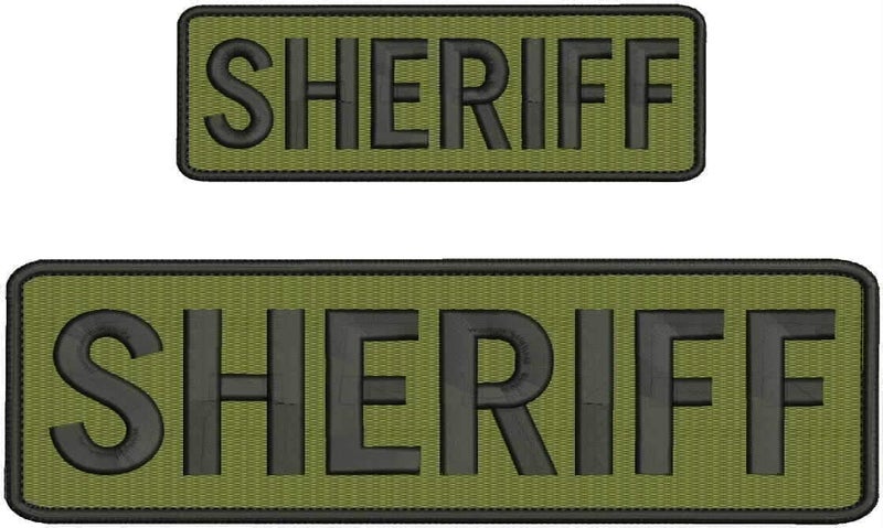 Sheriff Embroidery Patch 3X8 and 2X6 INCHES Hook OD Green Regular Embroidery Cloth Fabric Sheriff Patch