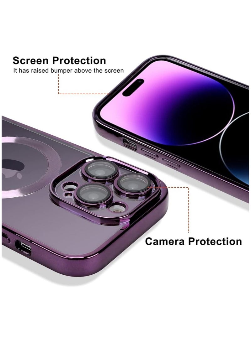 FARROBIZZ Case Compatible for iPhone 14 Pro Max with Camera Lens Protector (Compatible with MagSafe) Magnetic Anti-Scratch Shockproof Protective iPhone 14 Pro Max (6.7 Inch) Case for Women Men - Purple - Image 3
