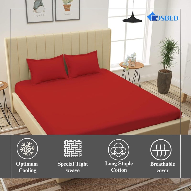 OSBED Cotton Pillow Covers Set of 2 - Breathable & Cooling Pillow Shams (Red, 50 x 75cm) - Image 3